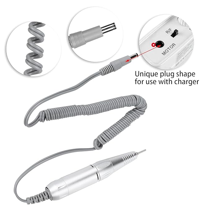 Replacement Handle for Electric Nail Drill Machine, 35000rpm Portable Nail Polisher Grinder Handpiece - Accessory for Manicure Tools, Grinder Replacement Handle