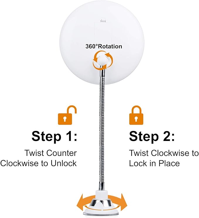 10x Magnifying Mirror with Light, Flexible Gooseneck Make up Mirror with Lights and Magnification, Battery Operated Cordless Magnified Mirror with Suction Cups for Wall Bathroom