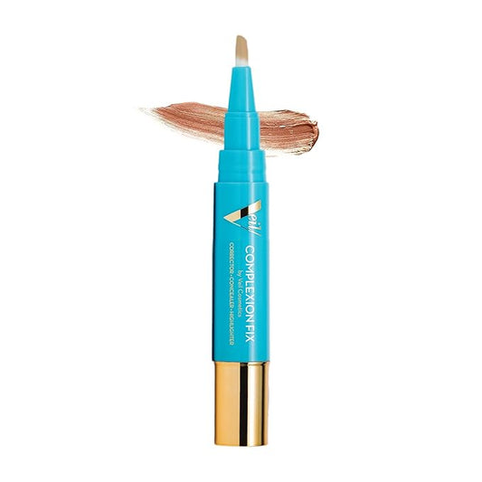 Veil Cosmetics - Complexion Fix Concealer - Liquid Concealer for Under Eye + Dark Circles - Highlight, Contour, Correct - Anti-Aging - Vegan Makeup Pen - Hydrating Lightweight (5N Deep Neutral)