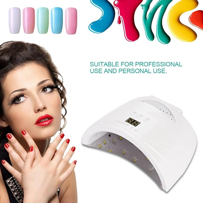 ZJchao 48W LED Nail Gel Lamp, LED Nail Lamp Nail Dryer Machine with 3 Timer Setting Smart Sensor for Fingernail Gel Polish Curing Nail Art Painting Tools Nail Light Nail Curing Dryer (US Plug)