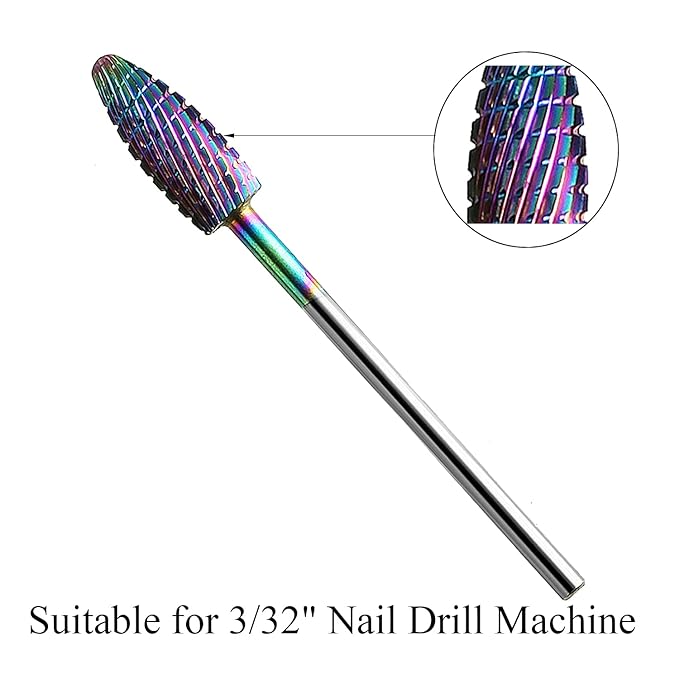 Nail Drill Bits Set, 10Pcs Tungsten Carbide Drill Bits for Nails Remove Acrylic Poly Nail Gel Polish, 3/32" Nail Files for Nail Cutter Cuticle Manicure