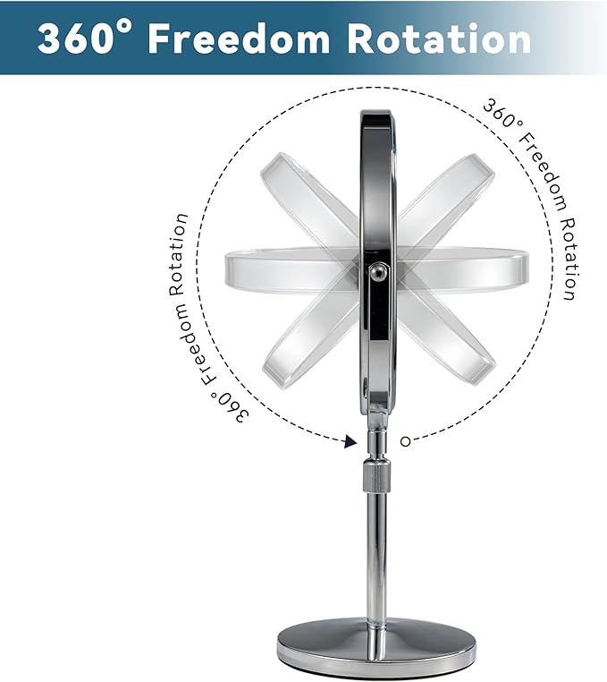 17" Tall Tabletop Magnifying Makeup Mirror Height Adjustable Vanity Mirror 1X/10X Magnification, 8" Large Double-Sided 360° Swivel Classic Round Desktop Make Up Mirror for Bathroom & Bedroom, No Light