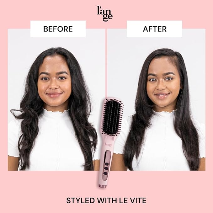 L'ANGE HAIR Le Vite Straightening Brush | Heated Straightener Flat Iron for Smooth, Anti Frizz Hair | Dual-Voltage Electric Brush Straightener | Hot Brush for Styling