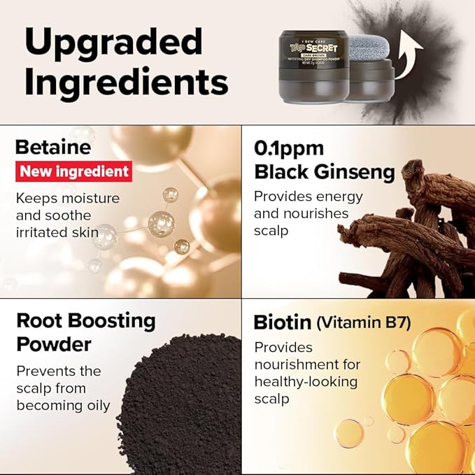 I DEW CARE Biotin Clarifying Dry Shampoo - Tap Secret Dark Brown Limited Edition | Strengthening & Volumizing, Powder Type, Refillable, Travel size, Non-aerosol, Mother's Day, 0.24 Oz