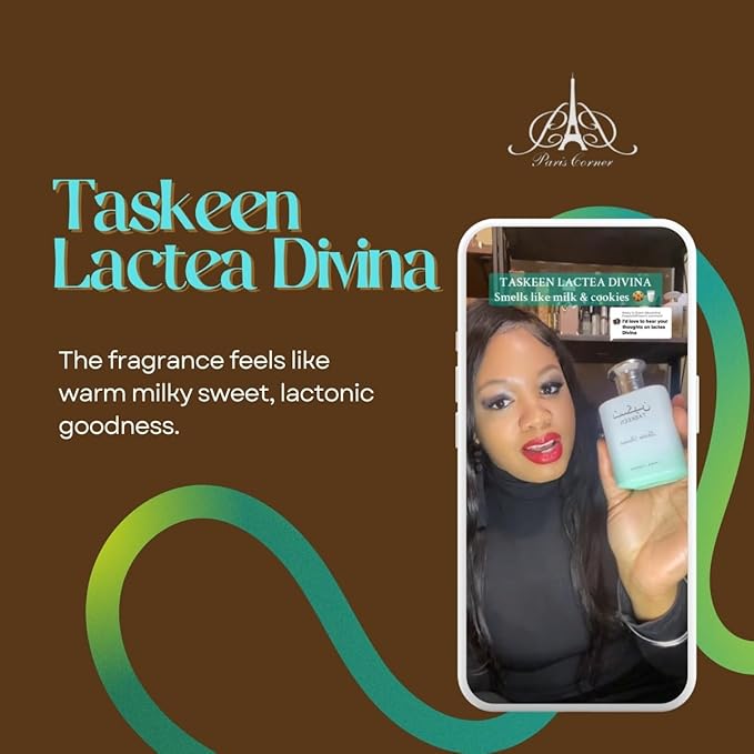 Paris Corner | Taskeen Lactea Divine EDP Perfume 3.4 Fl Oz | Indulge in the Milky Sweetness of Vanilla and Delicate Florals | Ideal for Everyday Elegance and Enchanting Evenings