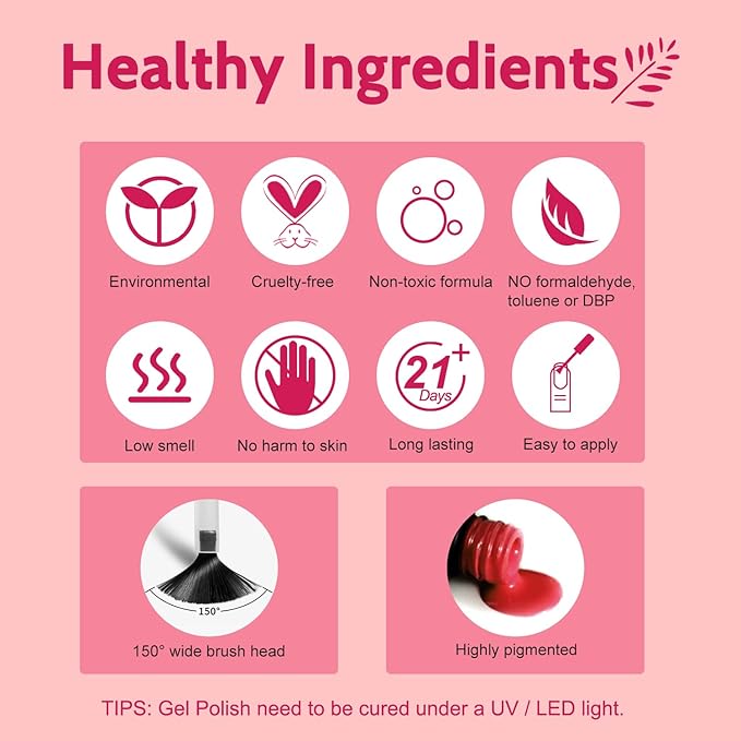 LAVENDR VIOLETS 48pcs Gel Nail Polish Starter Kit with U V Light, Nail Wraps,54W LED Nail Dryer 27 Colors Red Pink Purple Soak Off No Wipe Base and Glossy Matte Top Coat Nail Gel Kit Q979