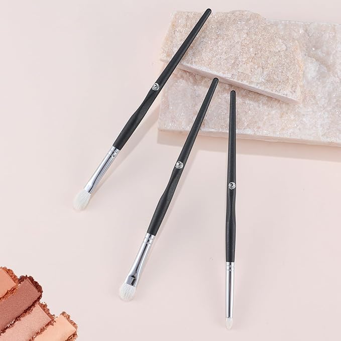 ENERGY Eyeshadow Brush Set 3PCS – Soft Natural Goat Hair for Smooth Blending,Eye Blending and Pencil Brushes for Flawless Makeup Application Black