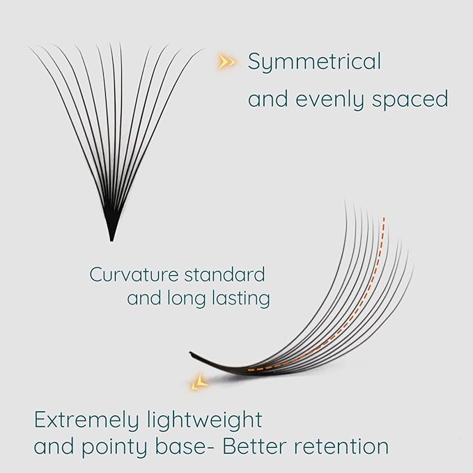 Promade Lashes 600 Pcs Loose Fans - 10D 0.07mm C Curl Premade Fans - Eyelash Extensions 9-14mm Mixed Length Options