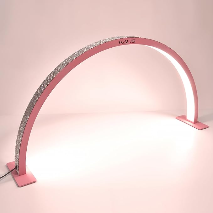 KADS 29In Wide Half Moon Nail Desk Lamp, Half Moon Light for Nail Desk, Lash Light for Eyelash Extensions with 3 Color Temperature 3000k-6500k for Nail, Lash, Tattoo, Skincare (Pink)