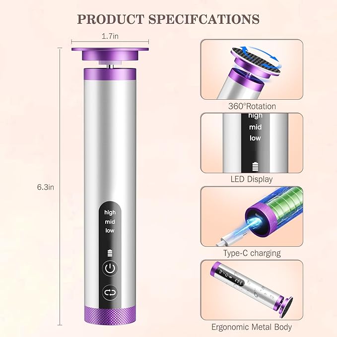 Electric Foot Callus Remover with Nano-Glass Head, 2000mAh Portable Electric Foot File with Upgraded Powerful Metal Gear Motor, Premium Aluminum Electric Callus Remover for Feet, Gifts for Men Women