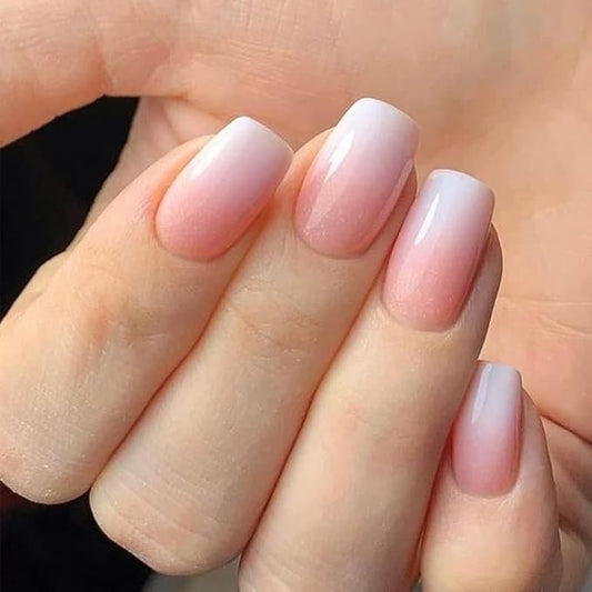 Modelones Pink Ombre Press on Nails, Spring Easter Short Square Fake Nails, Reusable Nail Kit with Nail Glue Adhesive Tabs Mini Nail File, Nails Press Ons 32Pcs 16 Sizes, Women Girl Gift