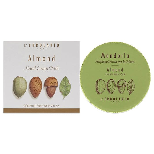 L’Erbolario Almond Hand Cream - Moisturizing Dry Hands Treatment - With Healing Almond Infusions - Sweet, Subtle Amber Fragrance - 6.7 oz
