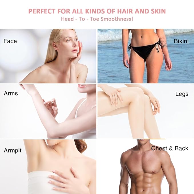 Waxing Kit for Women Men Digital Wax Warmer Hair Removal Machine with 4 Packs of Hard Wax Beads & Silicone Wax Pot for Legs, Face, Eyebrows, Bikini, Brazilian Full Body at Home Waxing Kit