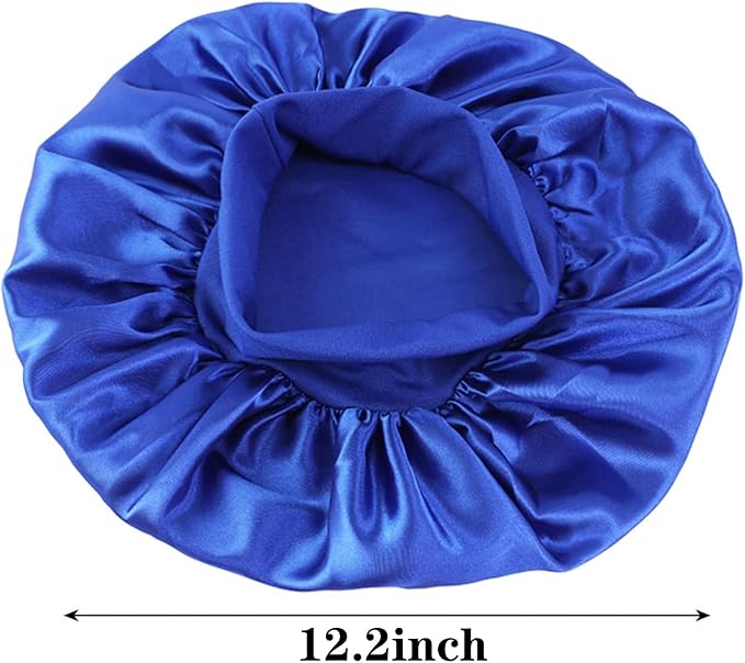 Tergy 12pcs Satin Bonnet Caps for Women Solid Color Hair Bonnets for Sleeping Elastic Band Bonnet Hats for Black Women Hair Care