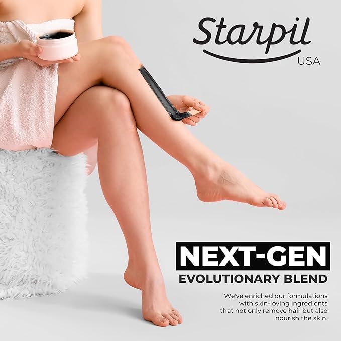 Starpil Wax 500g / 1.1 lb Rosin Free Black Hard Wax Beads for Painless Hair Removal, Strip less Body Wax Beans, Polymer Blend Bikini Wax for Face, Coarse Hair Removal Wax Beans for Sensitive Skin