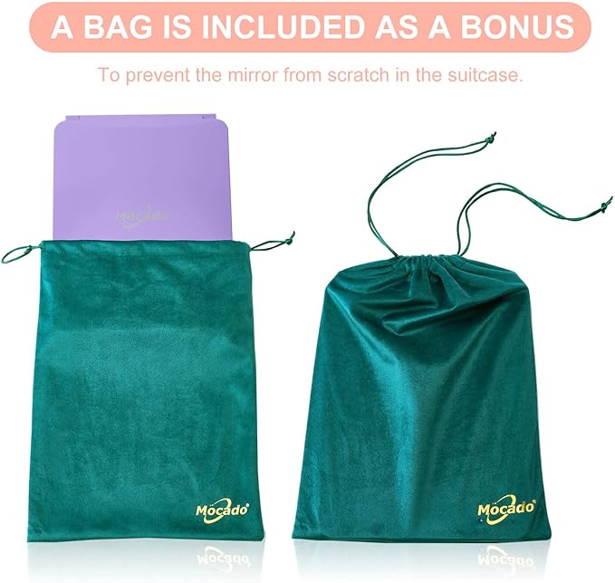 LED Foldable Travel Makeup Mirror - 7x9 inches 3 Colors Light Modes USB Rechargeable Touch Screen, Portable Tabletop Cosmetic Mirror for Travel, Cosmetic, Office (Violet)