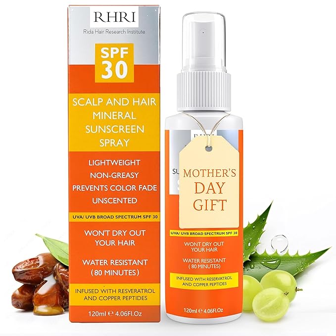Premium SPF 30 Hair Sunscreen Spray | Non-Greasy UV Protection for Hair and Scalp | Prevents Color Fade and Dryness | Travel-Size UV Protection | Beach SunBlock | Scalp Sunscreen 4 oz 120 ml