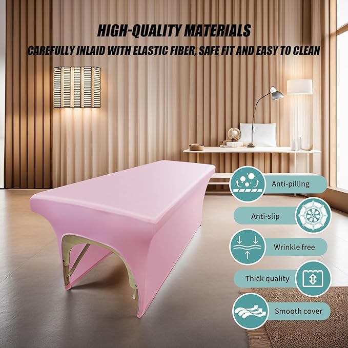 Pink Lash Bed Cover PU Leather Massage Table Cover Waterproof&Wipeable Protective Cover for Eyelash Extension Bed/Salon Massage Bed/Spa Bed, Odorless and High Elasticity Vegan Lash Bed Topper(6FT)