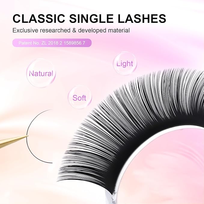 NAGARAKU Eyelash Extensions Individual Lashes 0.05mm D curl 16mm Classic Super Matte Black Soft Natural Faux Mink 16 rows Stable curl