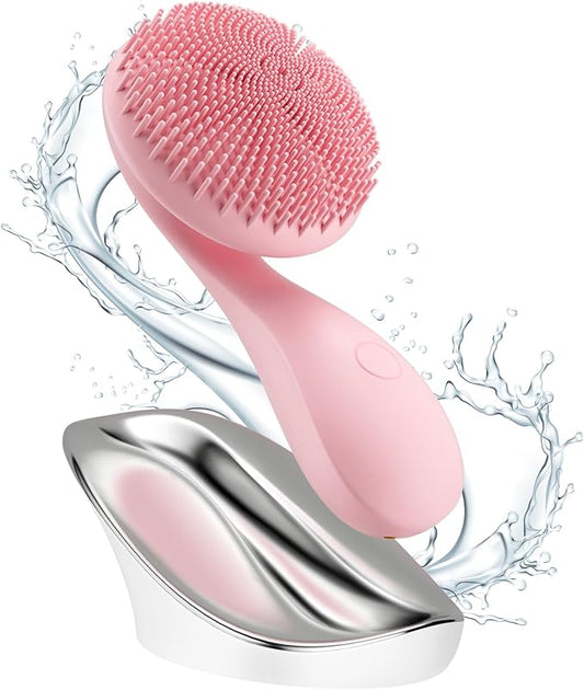 2 in 1 Facial Cleansing Brush,Rotating Magnetic Beads & Massage Cleaning Silicone Face Scrubber，Waterproof and Rechargeable Face Scrub Brush