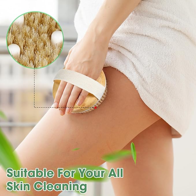 Gejoy 10 Pcs Dry Brushing Body Brush Exfoliating Brush with Massage Nodule Dry Skin Body Brush Scrubber for Shower Bath Back Circulation Improvement Dead Skin Remove Beauty Exfoliator (Round)