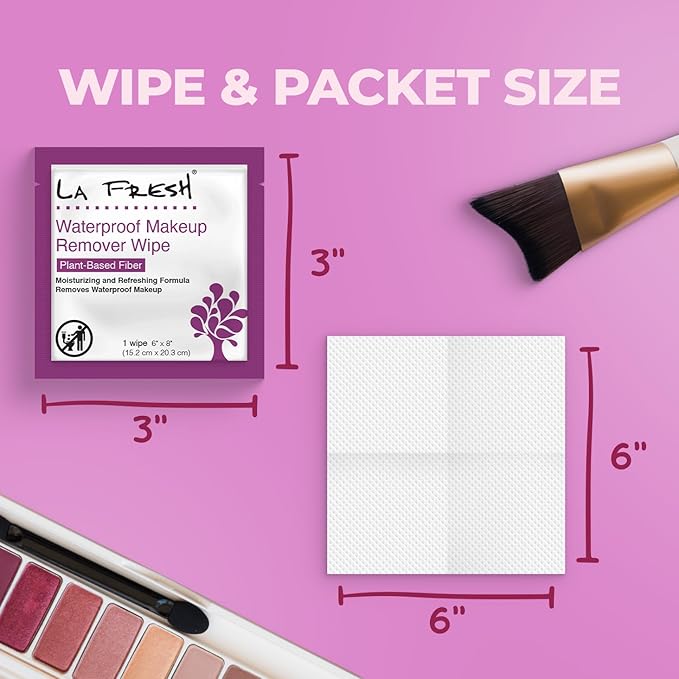 La Fresh 24/7 Makeup Remover Wipes, Easily Remove Waterproof Makeup and Moisturizing, Pack of 50 Individually Wrapped Wet Wipes, Skincare Travel Essentials