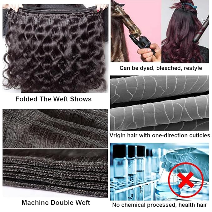 Body Wave Bundles with Closure Brazilian 3 Bundles with Closure (16 18 20+14) Unprocessed Virgin Human Hair Body Wave Bundles with 5x5 Lace Closure Free Part