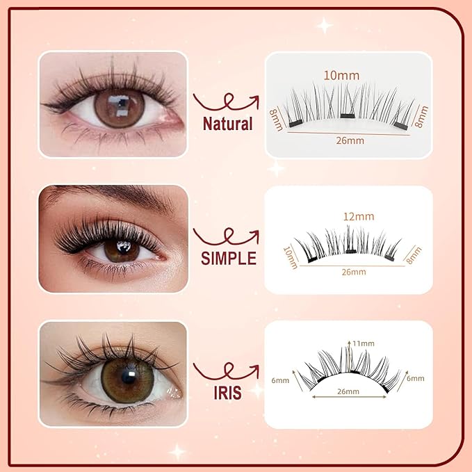 Meylora Magnetic Lashes,Meylora Magnetic Eyelashes with Applicator Reusable Eyelashes Magnet Natural Look without Eyeliner No Glue or Liner Needed(Natural+Natural)