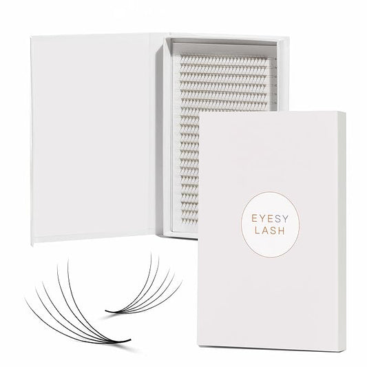 600 Easy Promade Fans - 5D 0.07 Curl CC Mixed Lengths 8-16mm - Ultra Speed 20 Lines Eyelash Trays Volume Premade Lash Fans Handmade Pre Made Eyelash Extensions Fluffy Soft Pointy Base