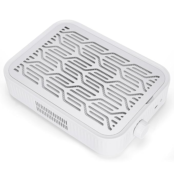 600Pa Powerful Acrylic Nail Dust Collector with Reusable Filter, 1500mAh Vacuum Fan Dust Collector, Electric Nail Dust Collector for Acrylic Nail Polishing, Low Noise, Nail Tech Salon, Home