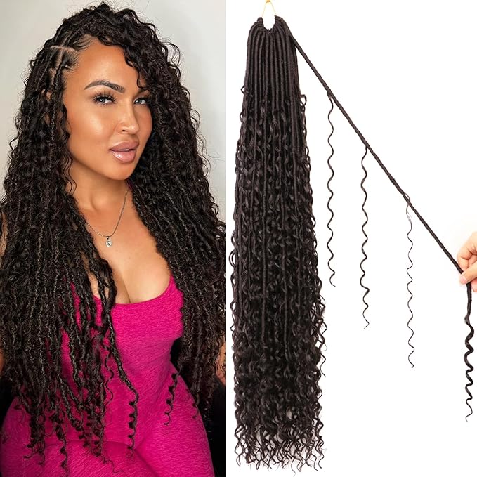 8 Packs Goddess Faux Locs Crochet Hair-30 Inch Boho Soft Locs Crochet Hair for Black Women (#2, 30 Inch(Pack of 8))