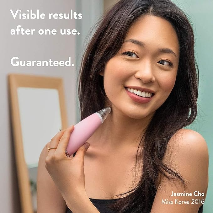 Microderm GLO GEM Diamond Microdermabrasion and Suction Tool - Blackhead Remover Pore Vacuum Advanced Facial Treatment Machine - Anti Aging Wrinkle Care for Collagen Production & Acne Scars (Pink)