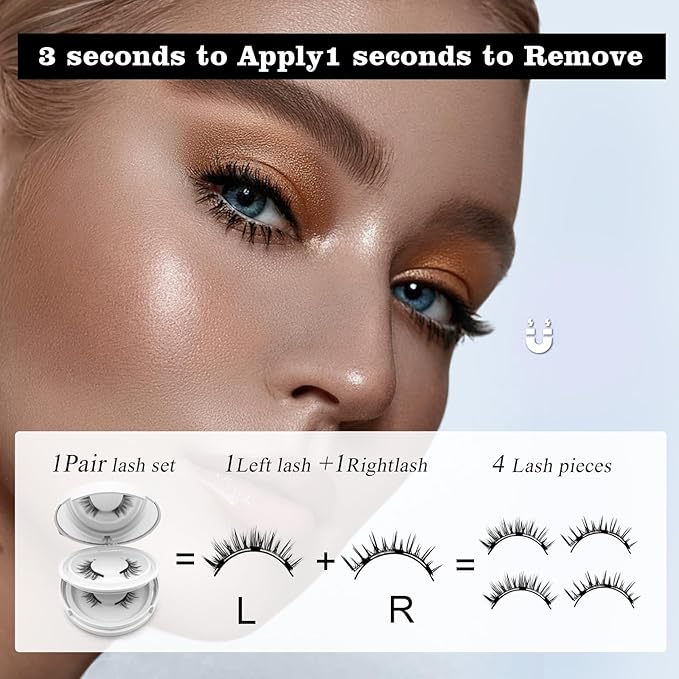 Elara Craft Magnetic Eyelashes,Magnetic Eyelashes with Applicator,2025 New Magnet Lashes Natural Look,Reusable Soft Lashes Kit No Glue Needed(02+03+06)