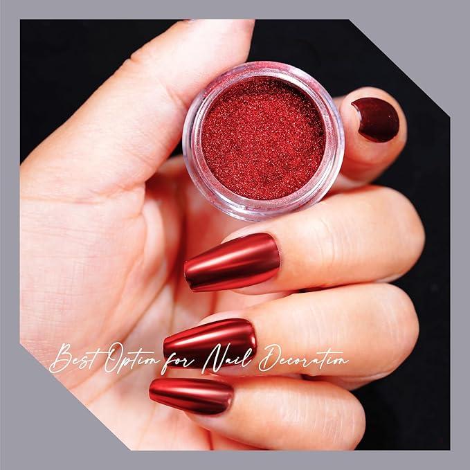 6 Color Set 0.5g/Jar Chrome Nail Powder Rubbing Mirror Pigment Dust for Manicure Nail Art Decoration Red Blue Bronze Rose Gold Cyan Purple Metallic Glitter (TA 6 Pcs Set-04)