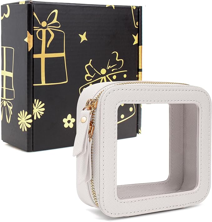 Small Makeup Bags for Purse TSA Approved Toiletry Bag Small Cute Clear Toiletry Bags for Carry-on Traveling Travel Size Car Accessories Essentials Organziation Storage for Women Girls(White, Mini)