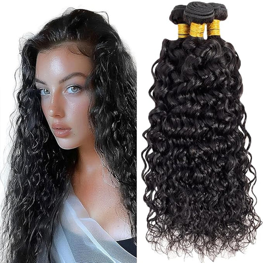 Natural Color Curly Weave Bundles Human Hair Curly Bundles Color 1B Brazilian Human Hair Weave Extensions Soft and Silky for Black Women 18 20 22 Inch