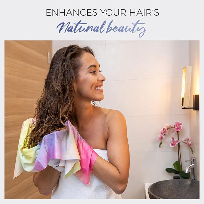 Microfiber Hair Towel Wrap for Women - Gift and Travel - Smooth like Silk - Curly, Wavy, Straight Hair Girls - Plopping Essential - Anti-Frizz, Fast Drying, Works Better than a Cotton T-Shirt