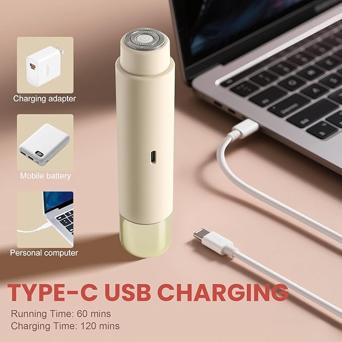 2025 New Electric Bikini Trimmer for Women, 2-in-1 Dual Head Shaver, Womens Electric Razor (Beige)