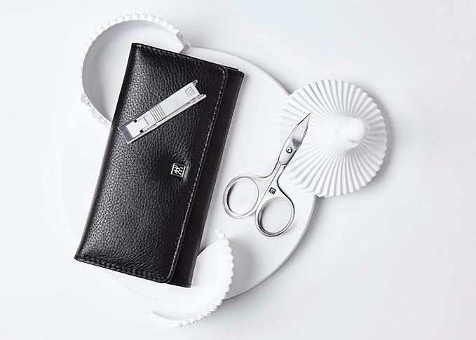 TWINOX Manicure Premium Care Set, 5-Piece, Asian Competence, Leather, Gift Set, Black