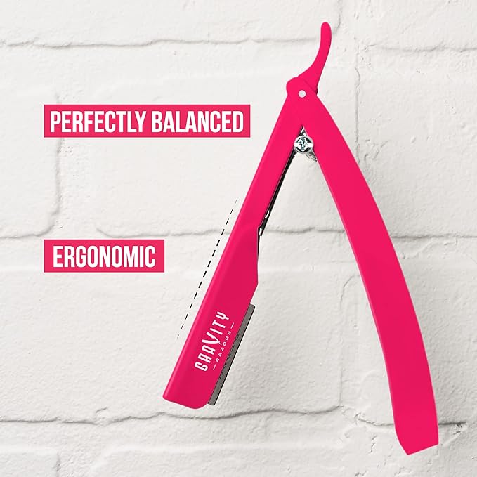 Professional Straight Razor - Ultra Exposed Straight Razor Kit with 10 Gravity Premium Blades, 2mm Exposed (Panthera)