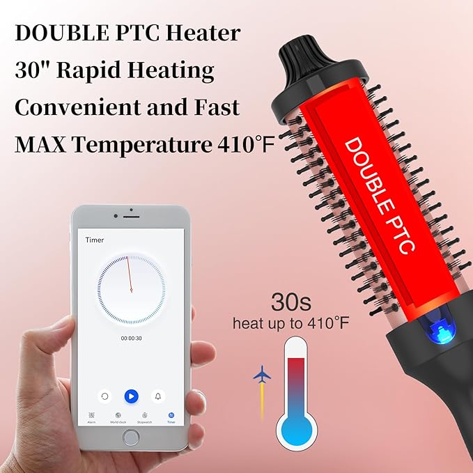 New Upgrade 1.5 Inch Thermal Brush Create Loose & Volume Curls Digital Display 9 Heat Settings Tourmaline Ionic Hair Curler 1 1/2 Inch Curling Iron Brush Dual Voltage for Traveling