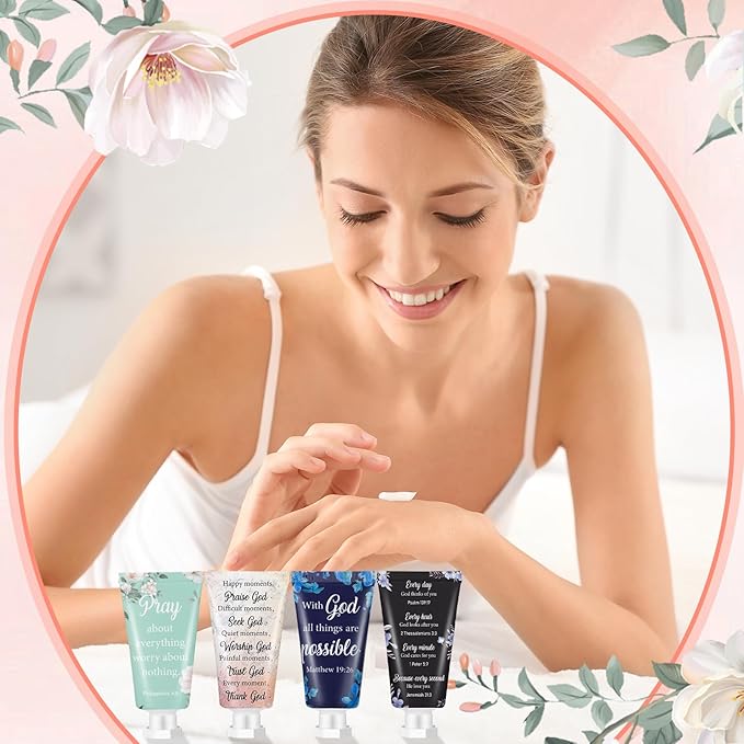 48 Pcs Christian Hand Cream Bulk for Women Mothers Day Church Gifts in Bulk Bible Travel Hand Lotion for Dry Hands Bible Verse Hand Lotion for Mom Grandma Holiday mothers day Gift