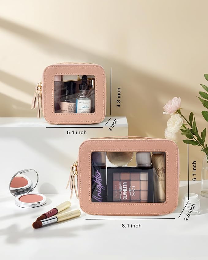 Clear Makeup Bag, Small Makeup Bag TSA Approved Toiletry Bag Cosmetic Travel Bag Cute Makeup Bag Organizer Makeup Case Pouch Car Essentials for Women Men