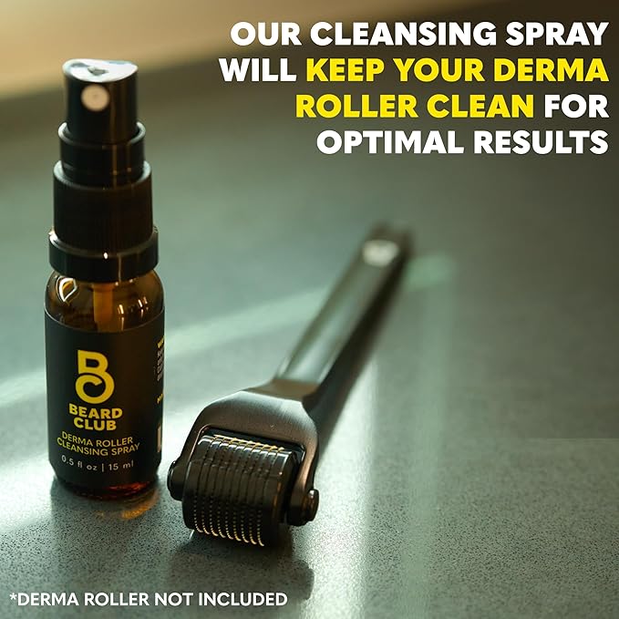The Beard Club Derma Roller Replacement Head & Cleansing Spray - 0.3mm Titanium Microneedles - Replace, Clean and Prolong Derma Roller Life