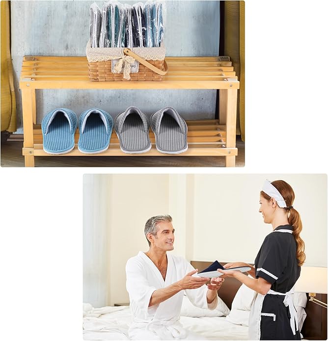 Geyoga 12 Pair House Slipper for Guest Non Slip Disposable Slipper for Travel Washable Reusable Closed Toe Hotel Bridesmaid Indoor Spa Wedding Party Shoeless Home