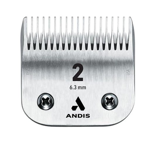 Andis – 64078, Ultra-Edge Carbon Infused Steel Blade – Detachable Clippers with Unique Hardening Process, Long-Lasting Chrome Plated Blade – for AGC, BDC, BGC, MBG Series - Size 2, 1/4-Inch, Chrome
