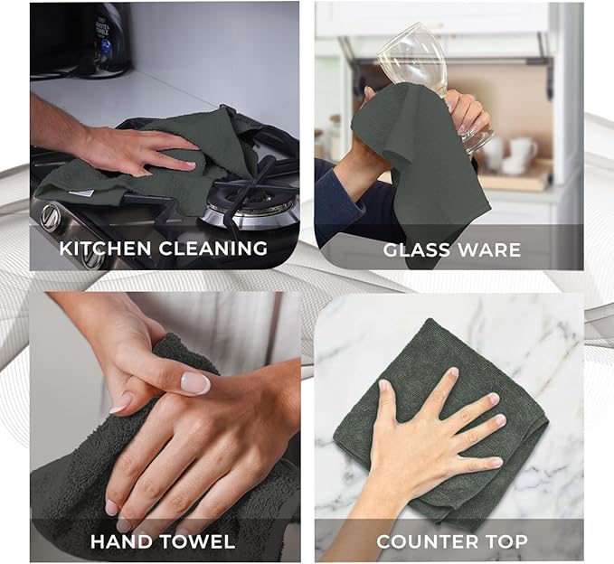 Avalon Towels Cotton Washcloths – (Pack of 60) Size 12x12 Inches, 100% Ring Spun Cotton, Soft & Absorbent Face Towels, Gym Towels, Hotel and Spa Quality, Reusable Fingertip Towels (Gery)