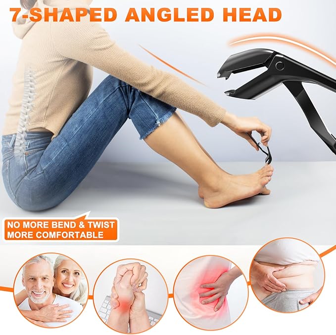 Angled Head Large Toenail Clippers for Seniors Thick Toenails with Catcher, Wide Jaw Opening Heavy Duty Toe Nail Clippers for Men Thick Ingrown Nails, 360 Degree Rotary Fingernail Clippers Long Handle