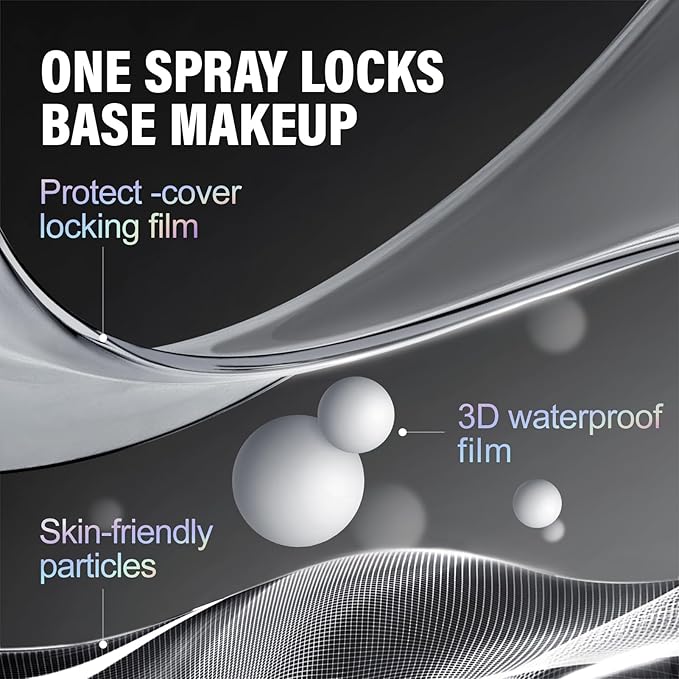 Black Magnet Liquid Powder Makeup Setting Spray, 16H Longlasting Oil Control Lock Face Makeup, Smudgeproof, Waterproof Finishing Spray, 100ml/3.4 Fl Oz