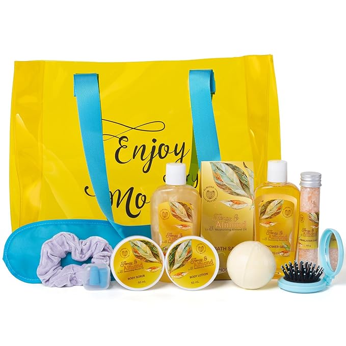 Mother's Day Gifts Travel Shower Set with Tote Bag for women Teen Girls Beach Bag Spa Kit Body Care Kit, Birthday gifts for teenage Spa Gift Gym Vacation